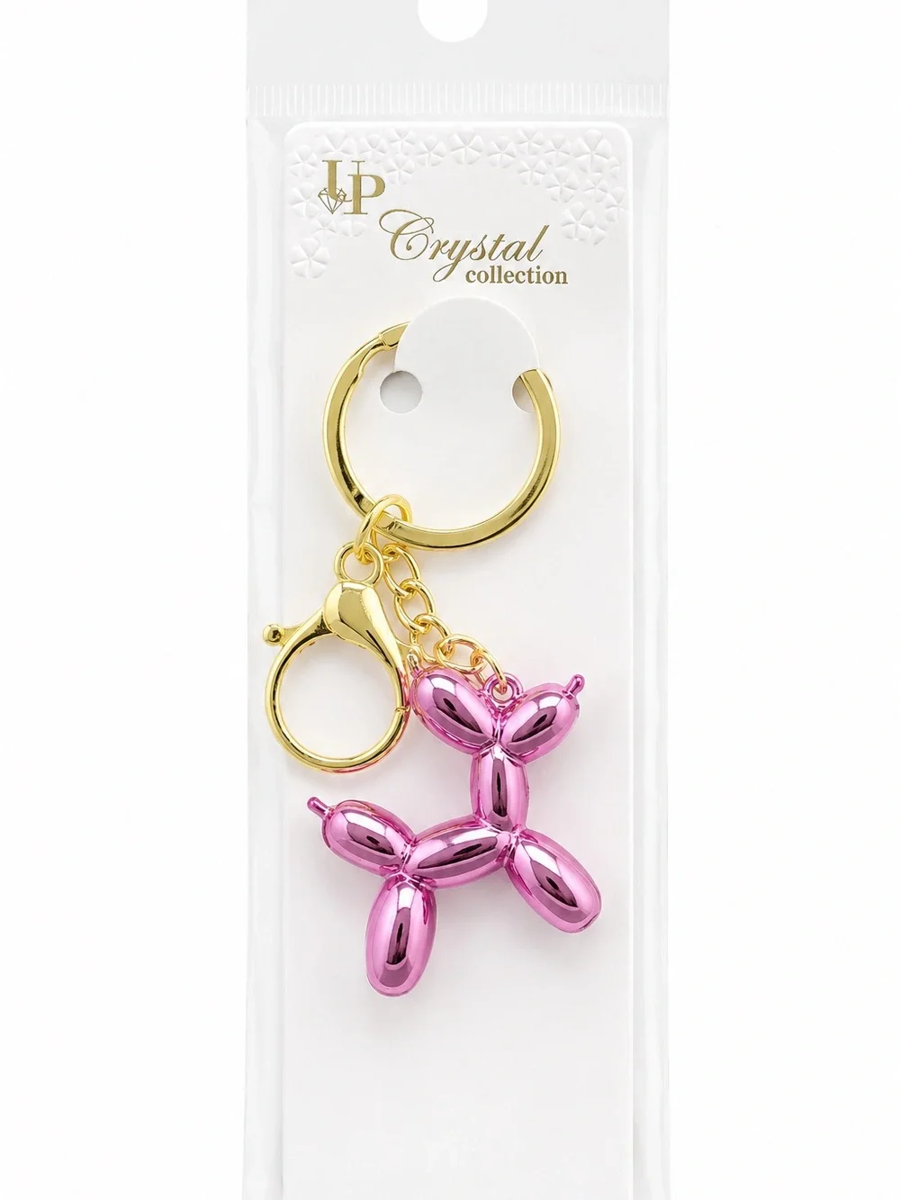 Pink Balloon Dog Keychain Gold Bag Charm Purse Accessory Cute Kawaii Gift NWT